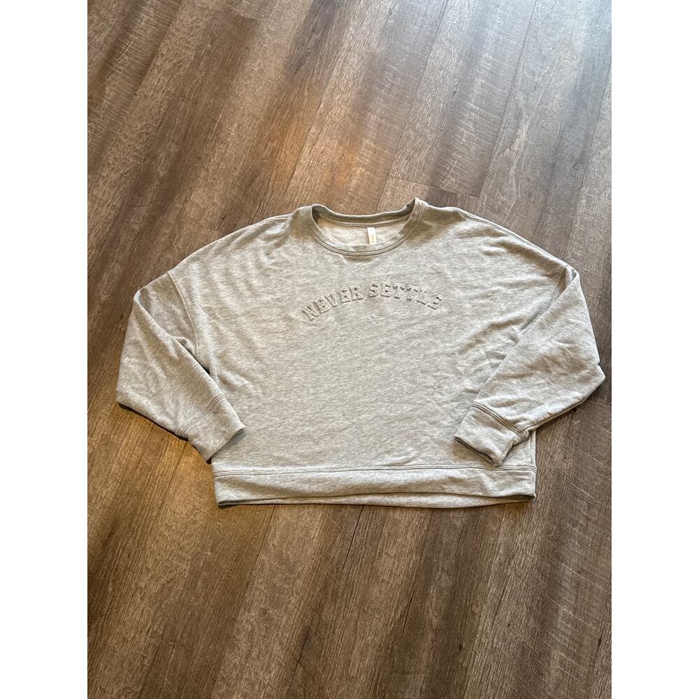 Women's Fabletics Crew Neck Cropped Sweatshirt Grey XL